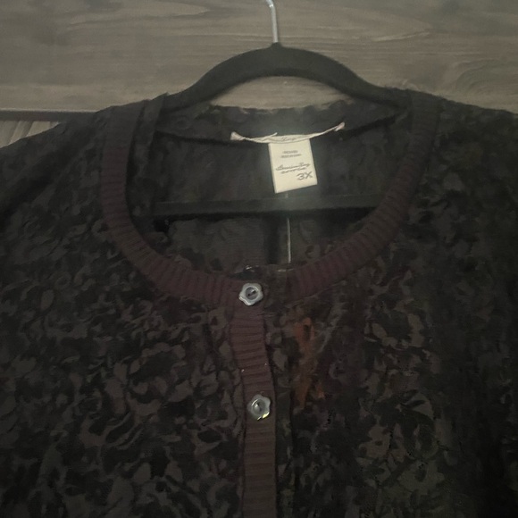 American Rag Classic Black lace 3/4 sleeve cardigan, NWT, sz 3X - Picture 4 of 8